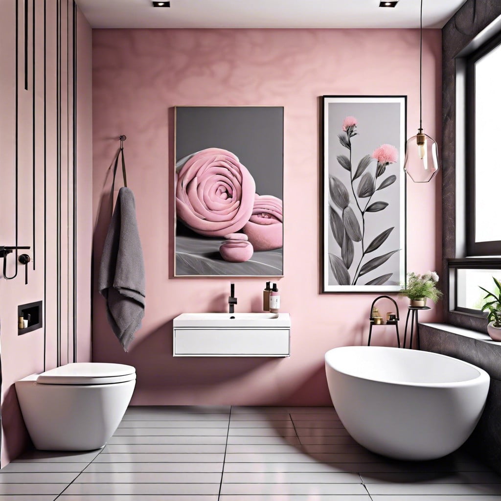 pink and grey wall art
