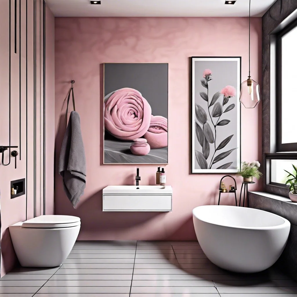 pink and grey wall art