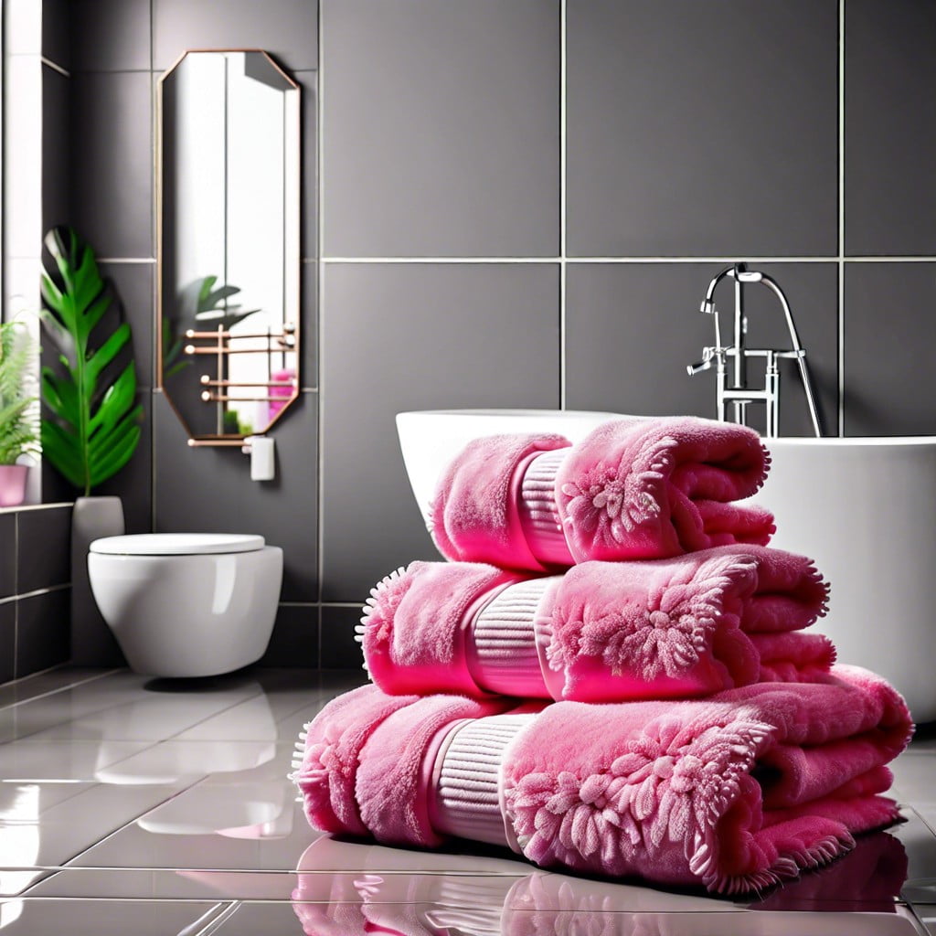 pink plush towels