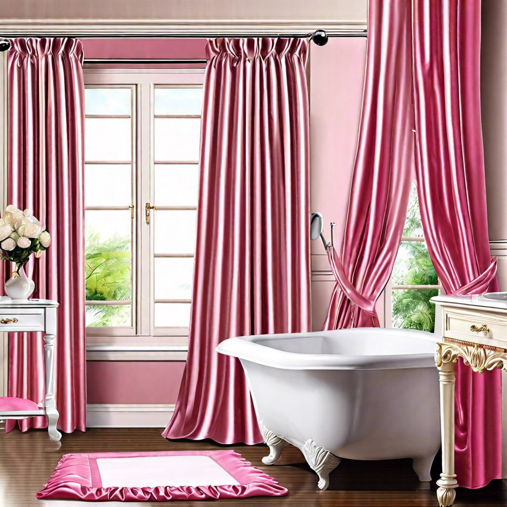 pink satin window curtains for a luxurious touch