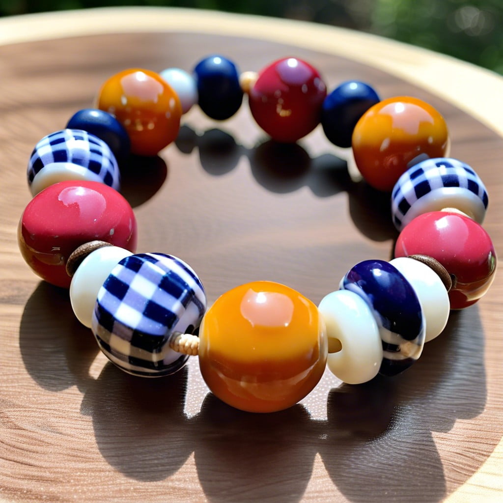 plaid print clay bead bracelets