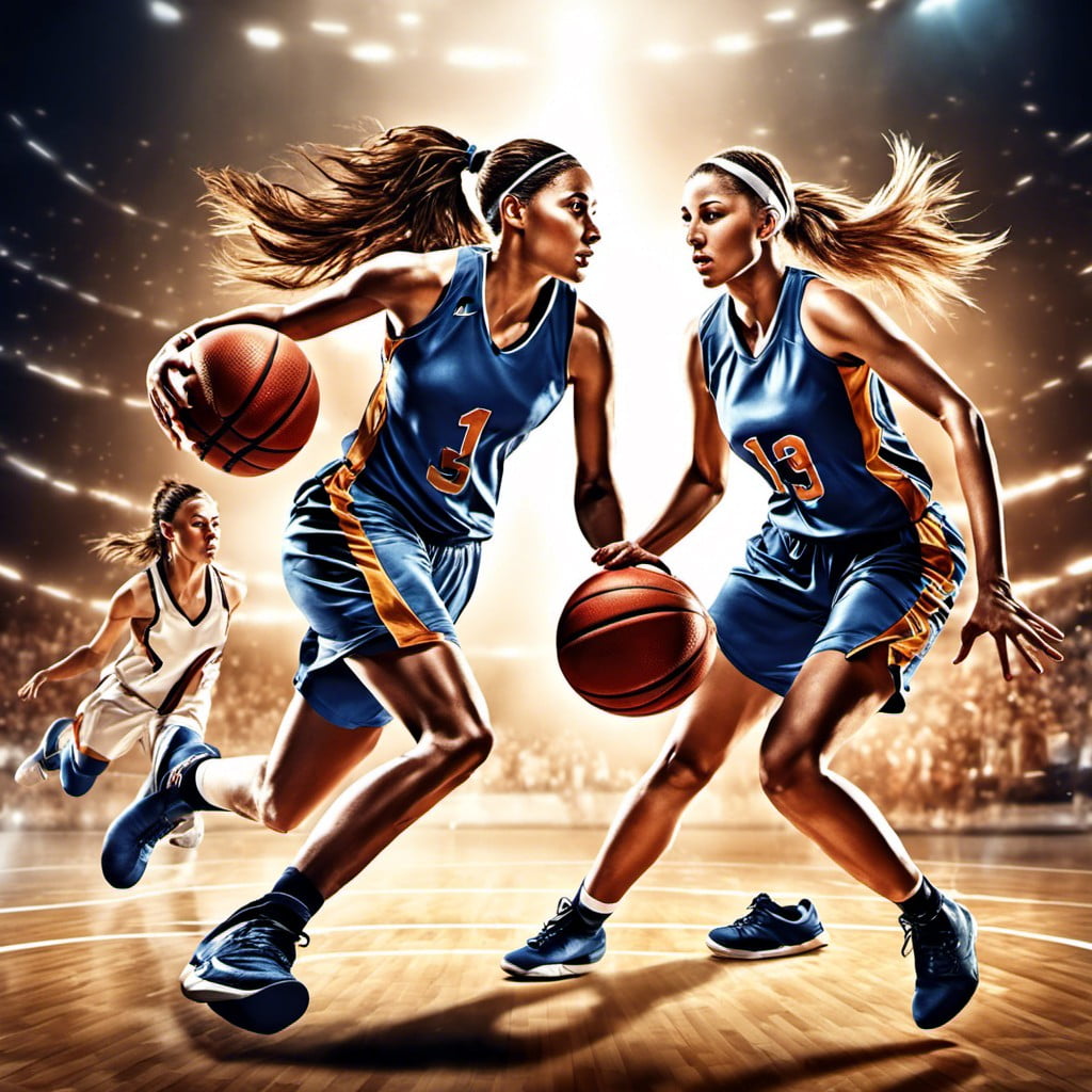 poster showcasing female basketball players
