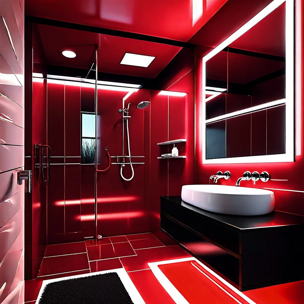 red tinted bathroom lightings