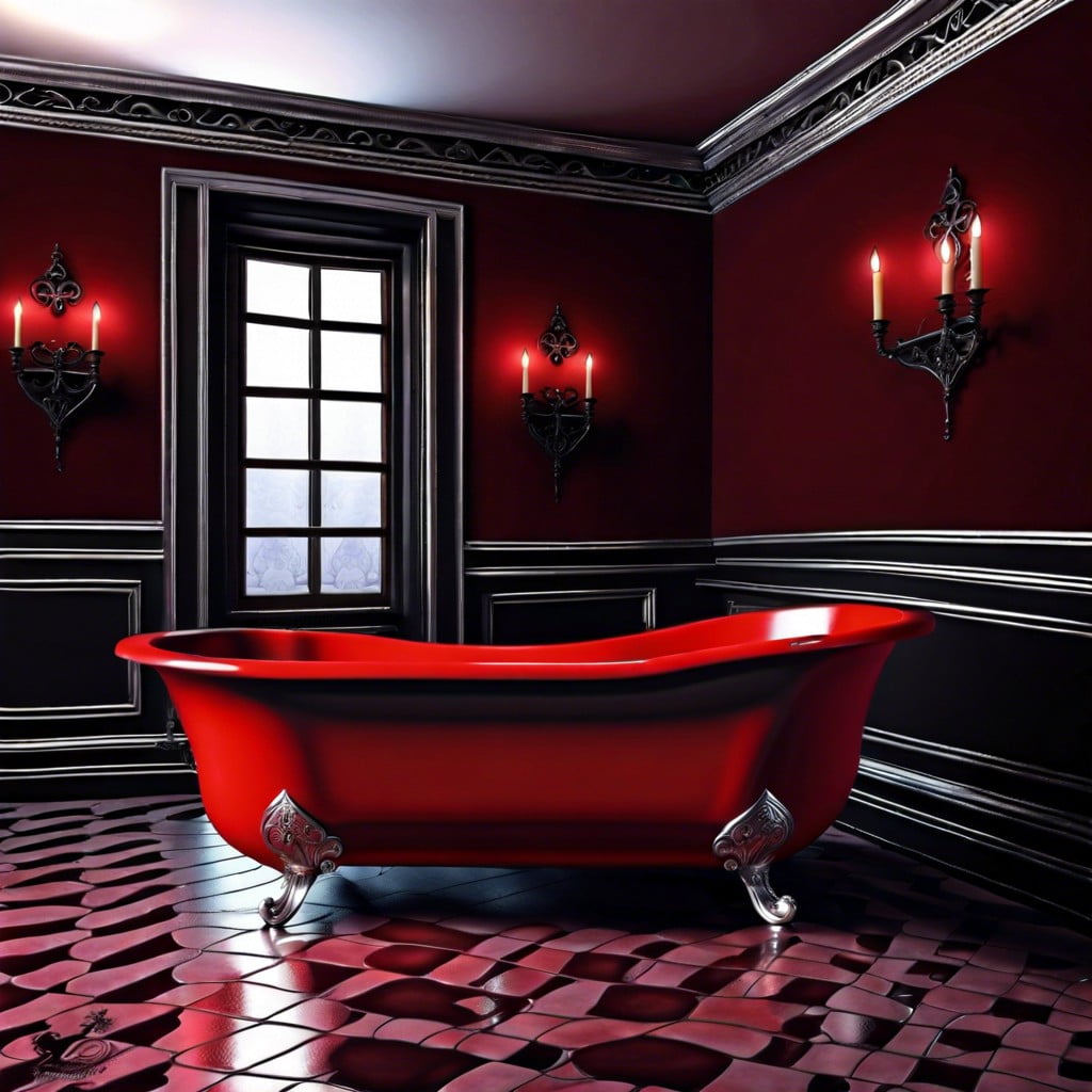 red velvet covered tub