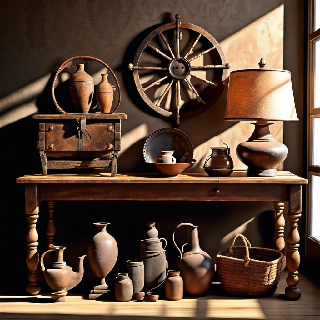 rustic shadow decor with antiques