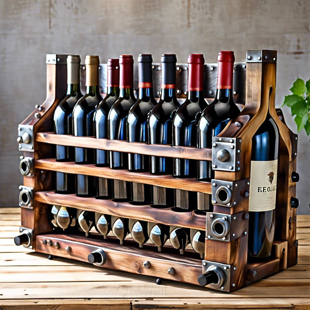 rustic style engine block wine rack