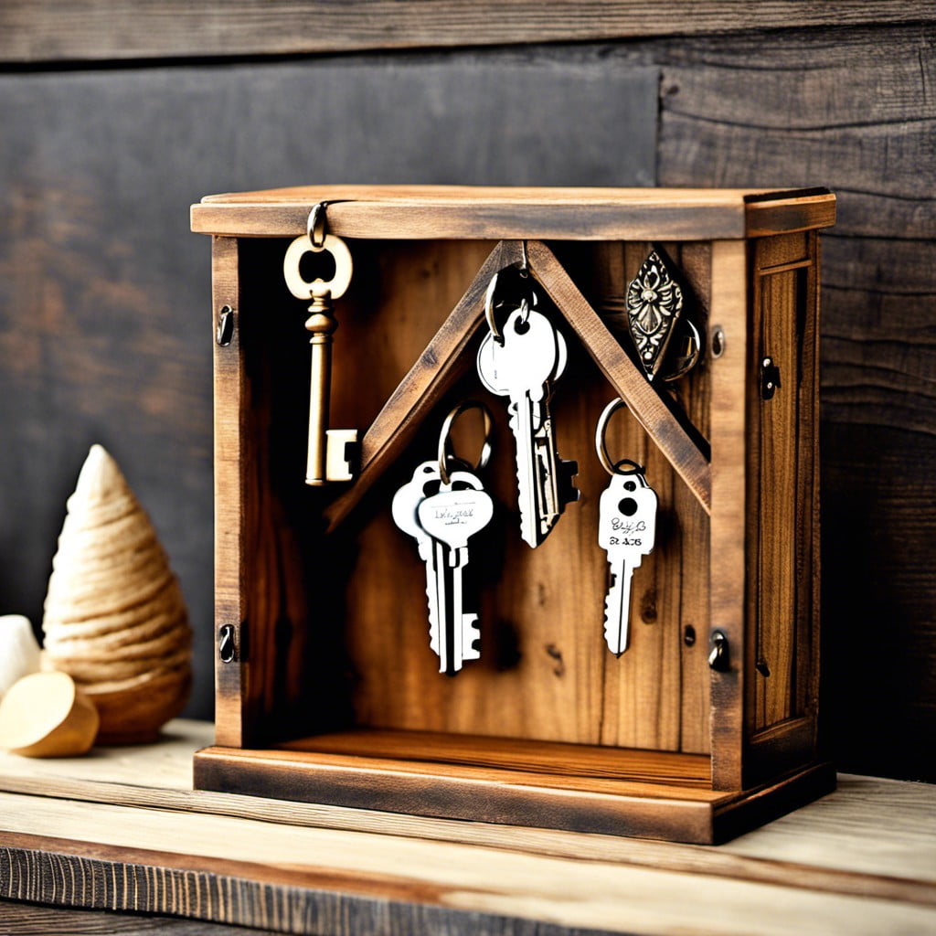 rustic wooden key holder box