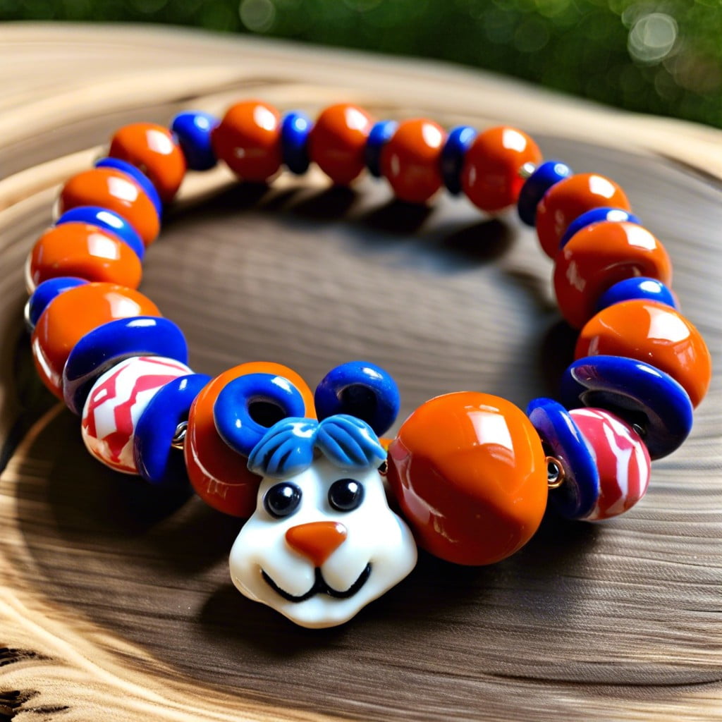 school mascot inspired clay bead bracelet