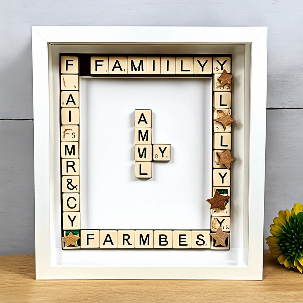 scrabble pieces arranged to spell family names