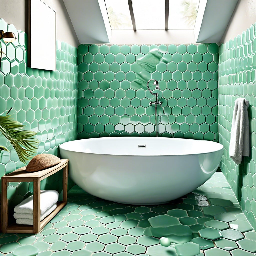 sea foam green hexagonal tiles