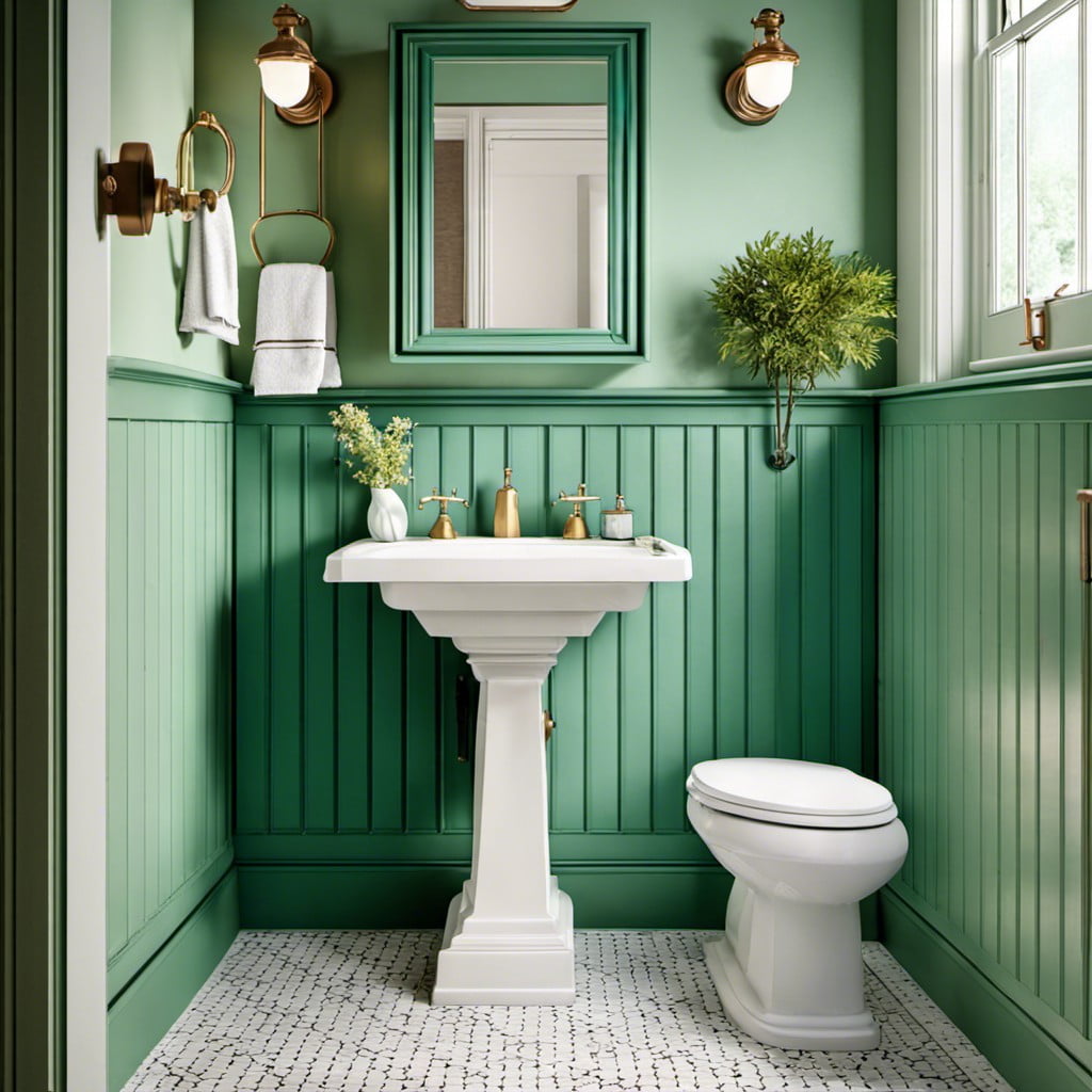 sea green painted wainscoting