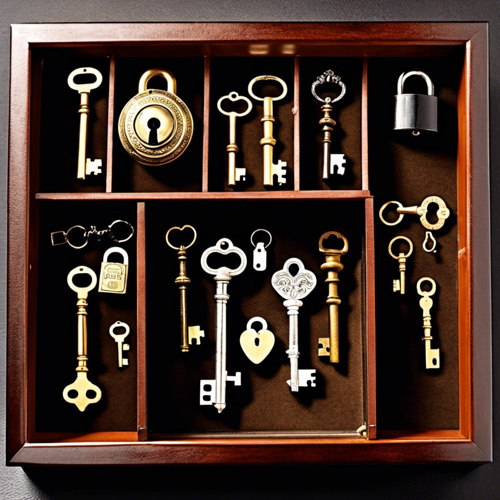 shadow box with keys and locks