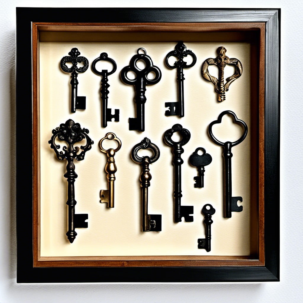 shadow box with painted skeleton keys