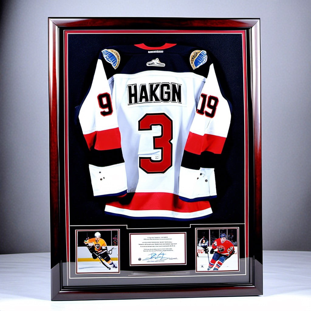 signed hockey jersey with game puck