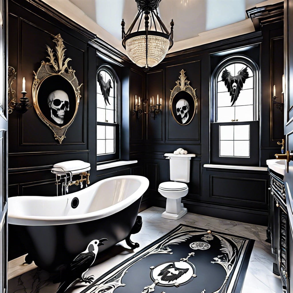 skull or raven motifs in decor
