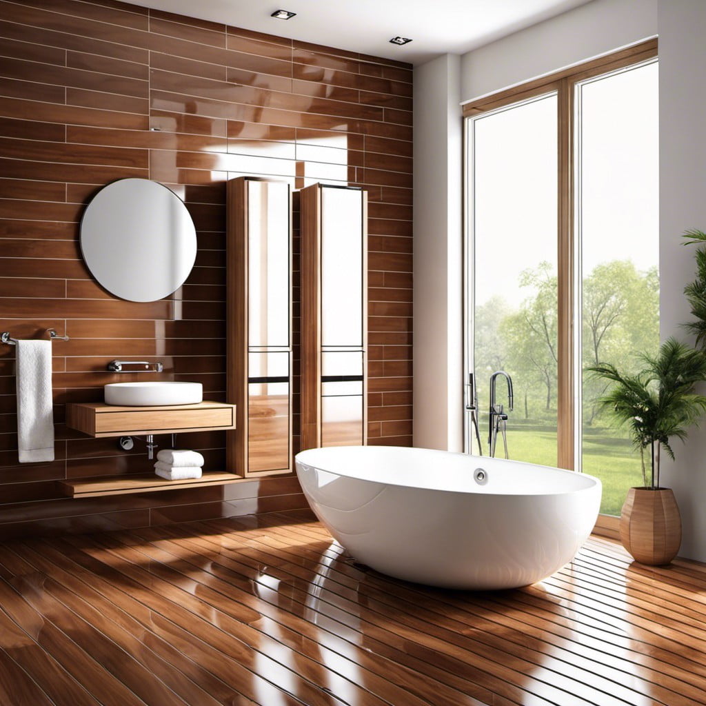 sleek glossy wooden tiles for modern style
