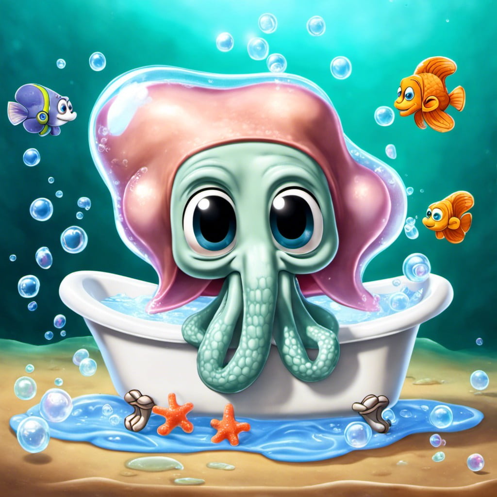 squidward in his bubble bath