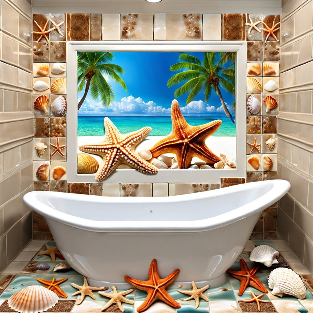 starfish and seashell shaped tile inlays