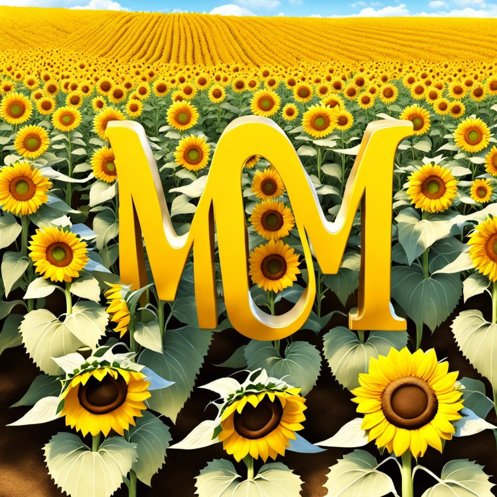 sunflower field with mom in golden letters