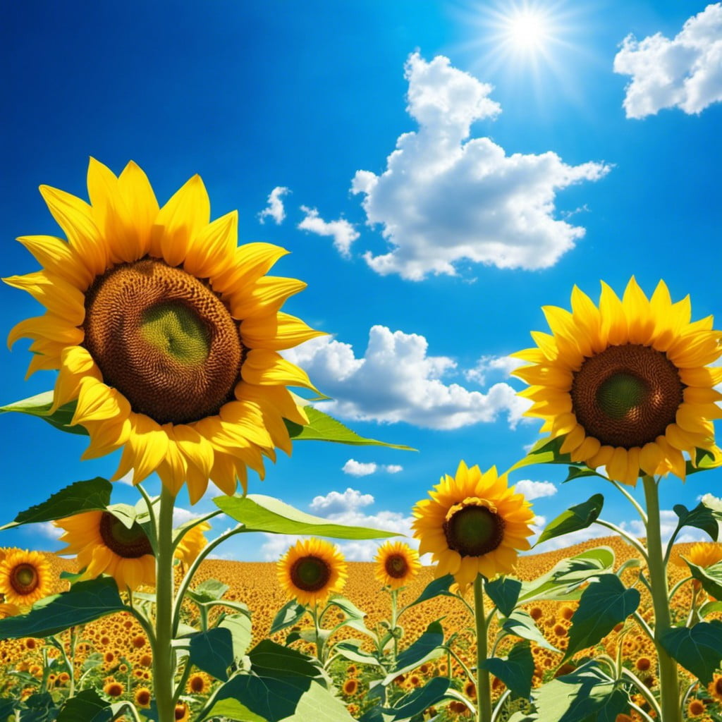 sunflowers field under the blue sky