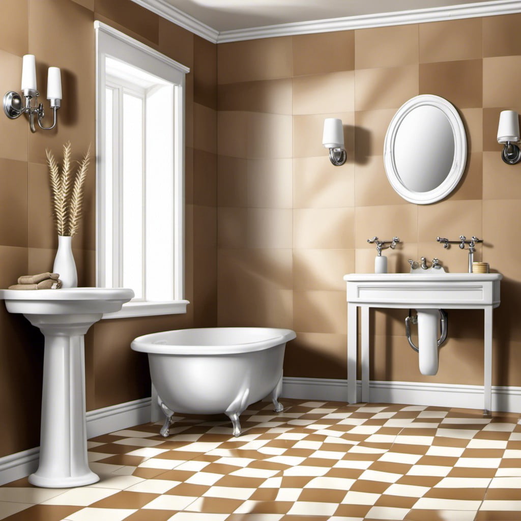 tan and white checkered tile floor