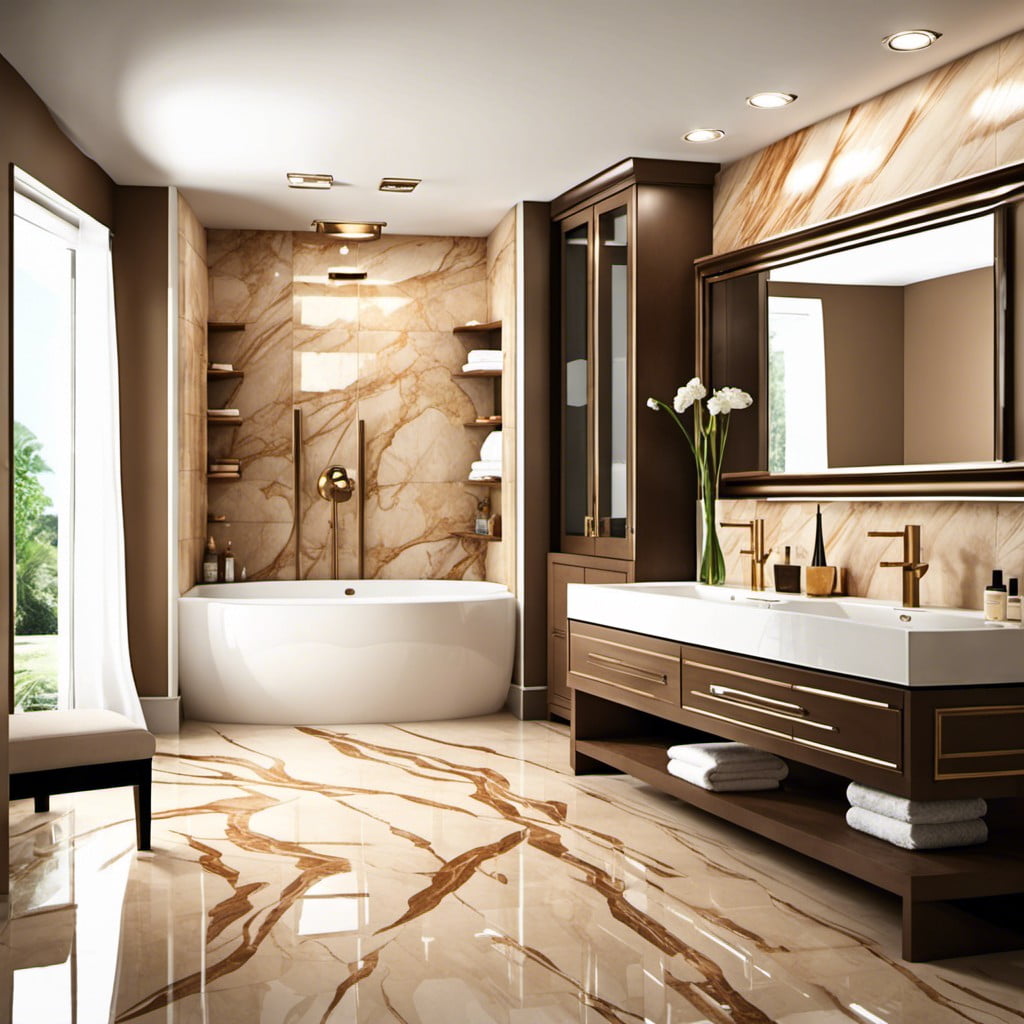 tan marble tiles for a luxury touch