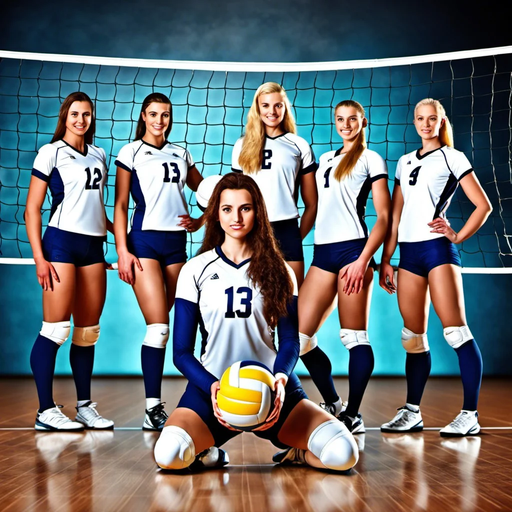 team photo with a ball and net background