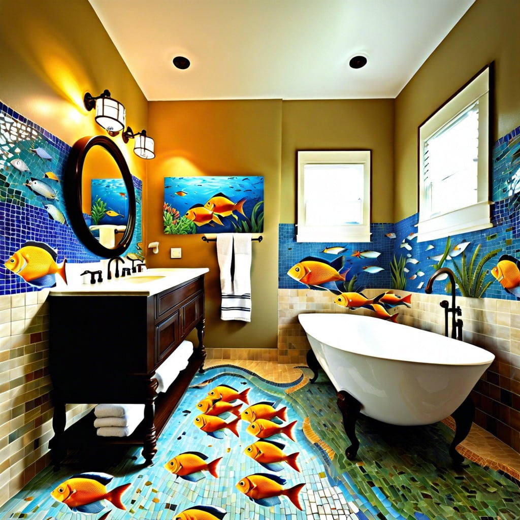 tropical fish mosaic tiles