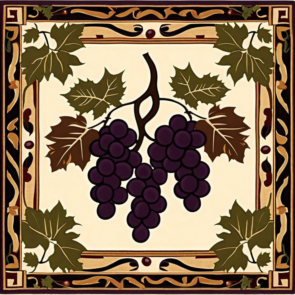 tuscan grape and vine design kitchen rug
