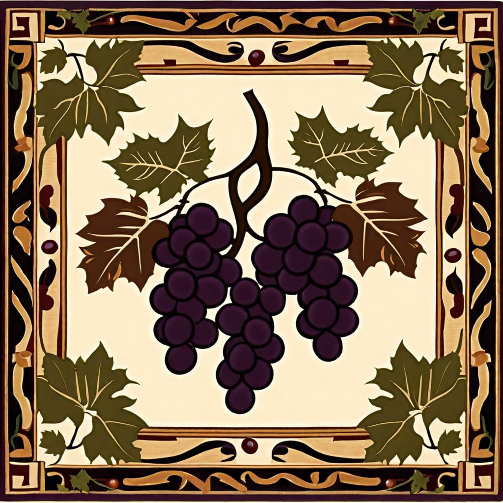 Tuscan Grape And Vine Design Kitchen Rug 