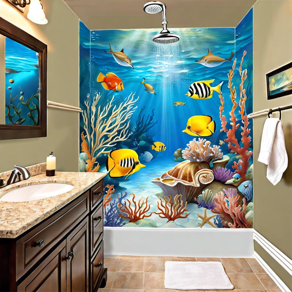 under the sea themed mural tiles