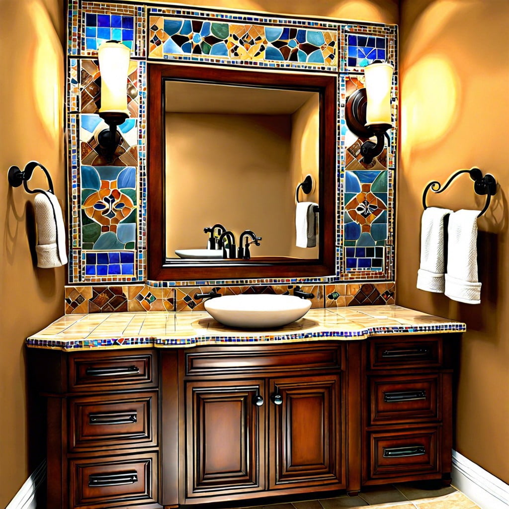 vanity with mosaic tile accents