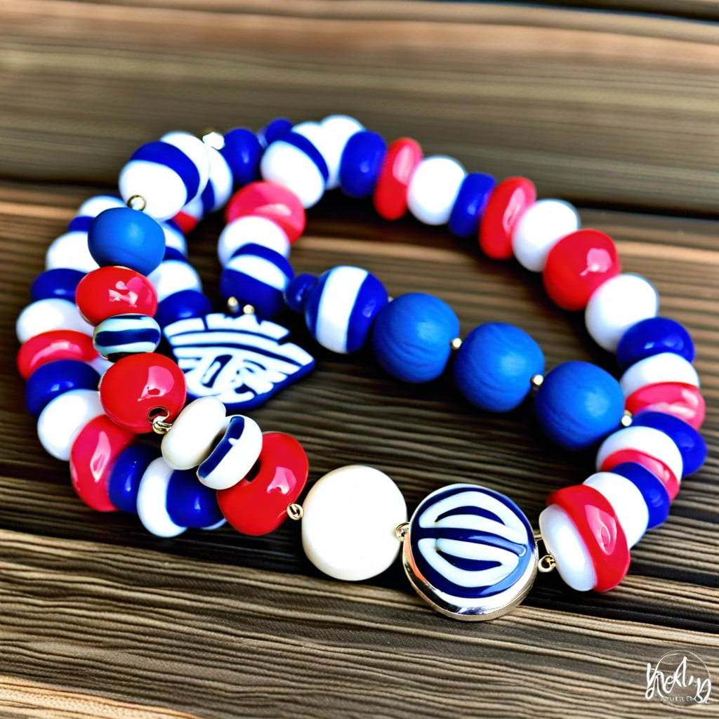 varsity stripe themed clay beads