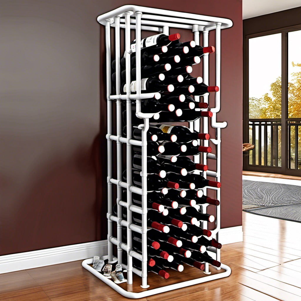 vertical floor standing pvc pipe wine rack