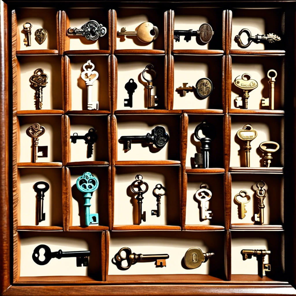 vintage key collection display