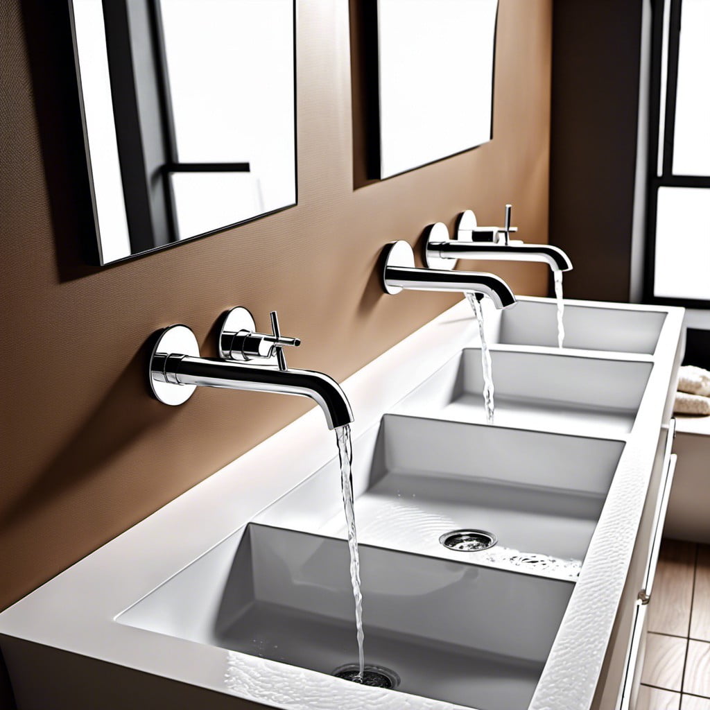 wall mounted faucets above each sink for a clean look