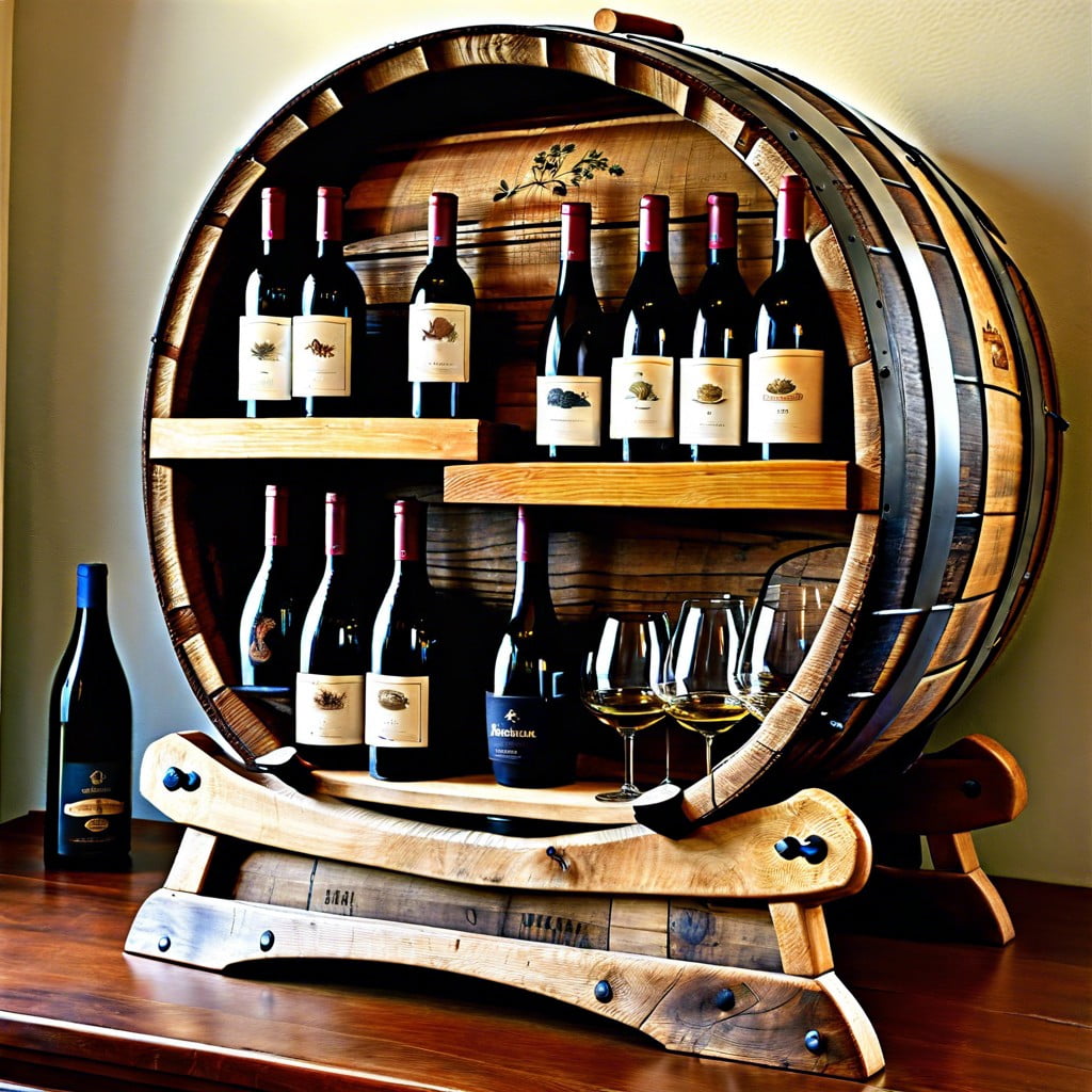 wine barrel as glassware storage