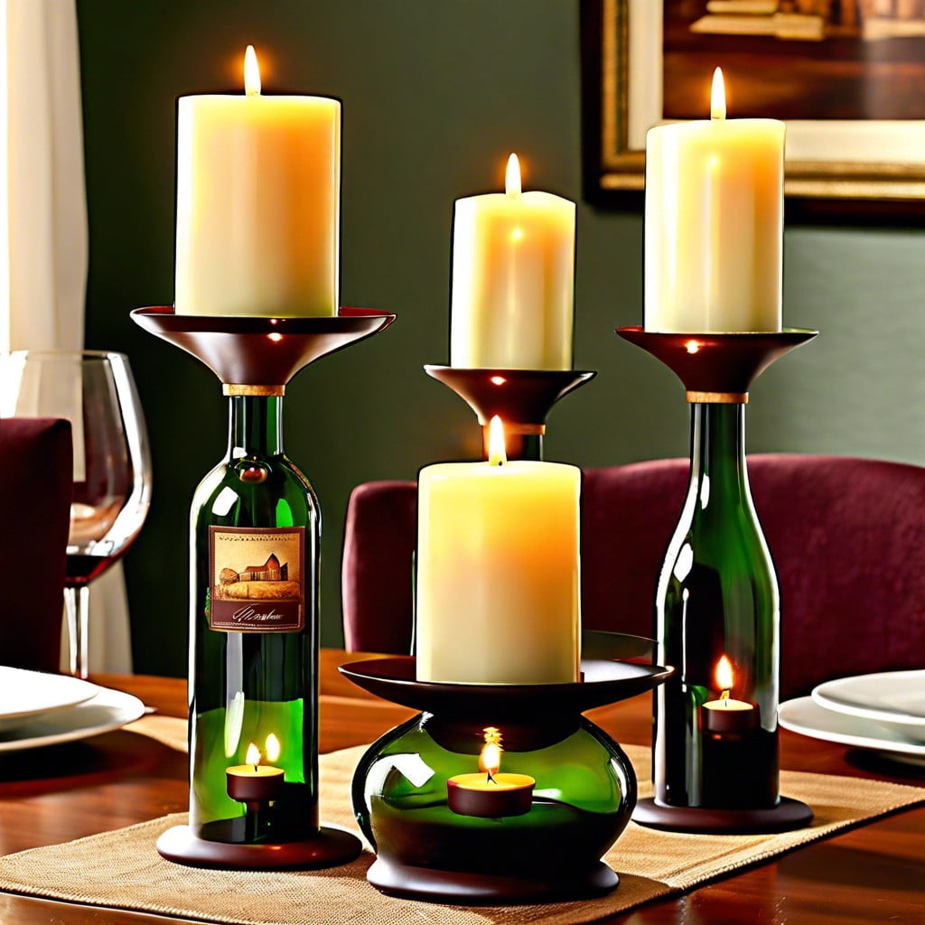 wine bottle candle holders