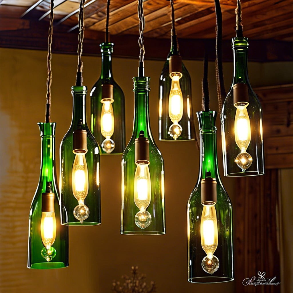 wine bottle chandelier