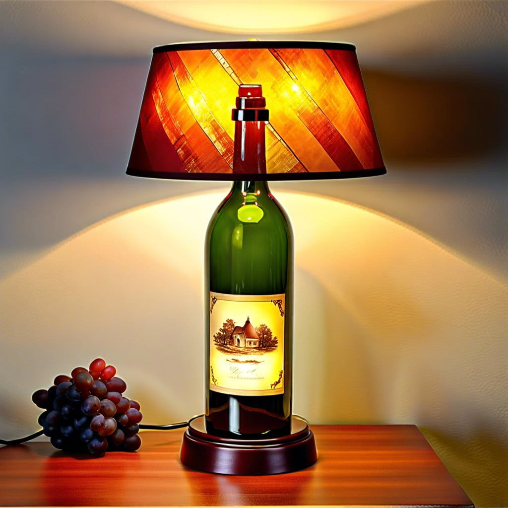wine bottle lamp with shade