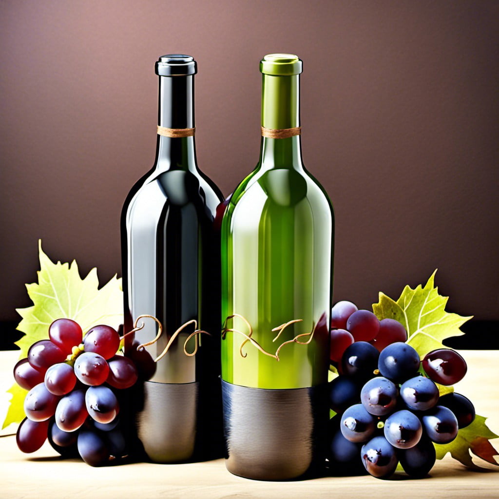 wine bottle with grapes and vine decoration