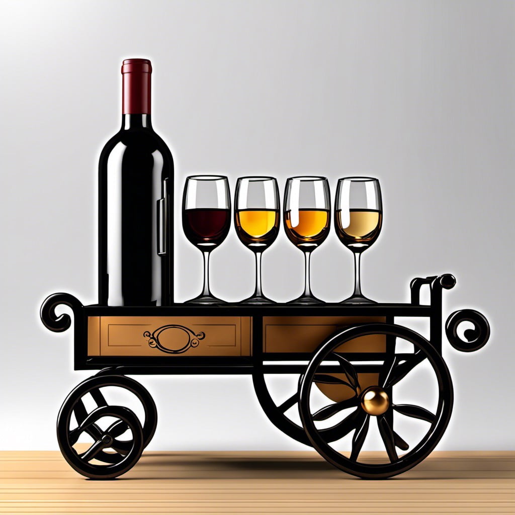 wine cart with glass storage