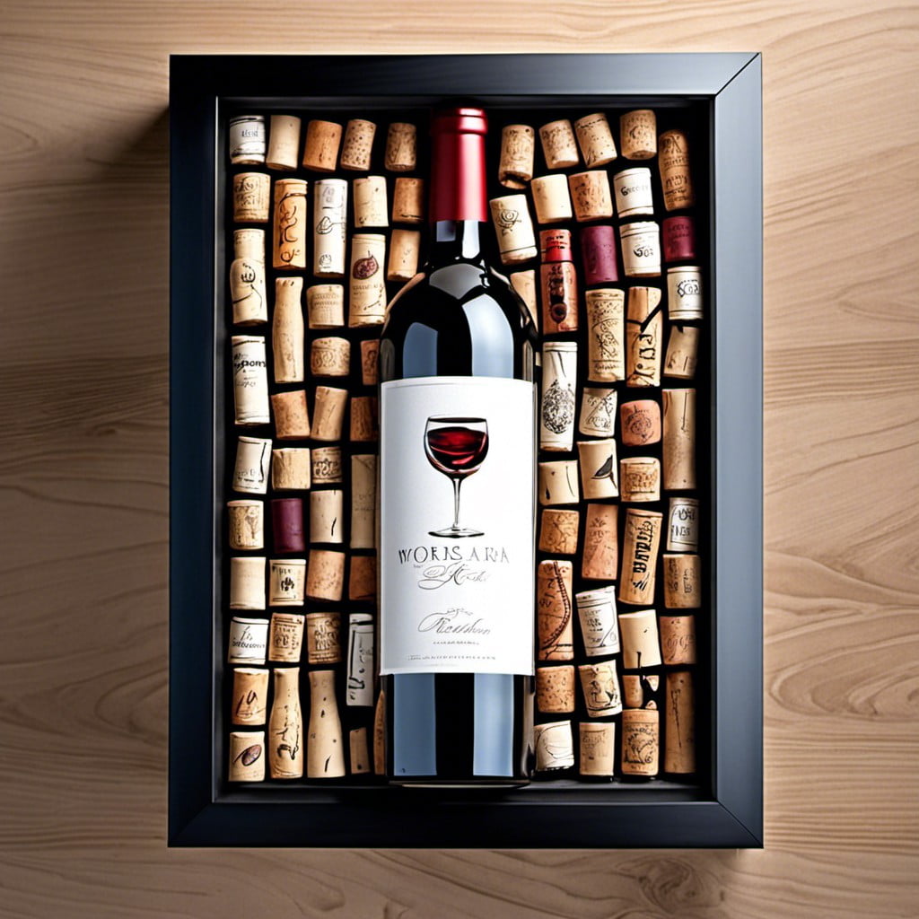 wine cork display in deep box frame