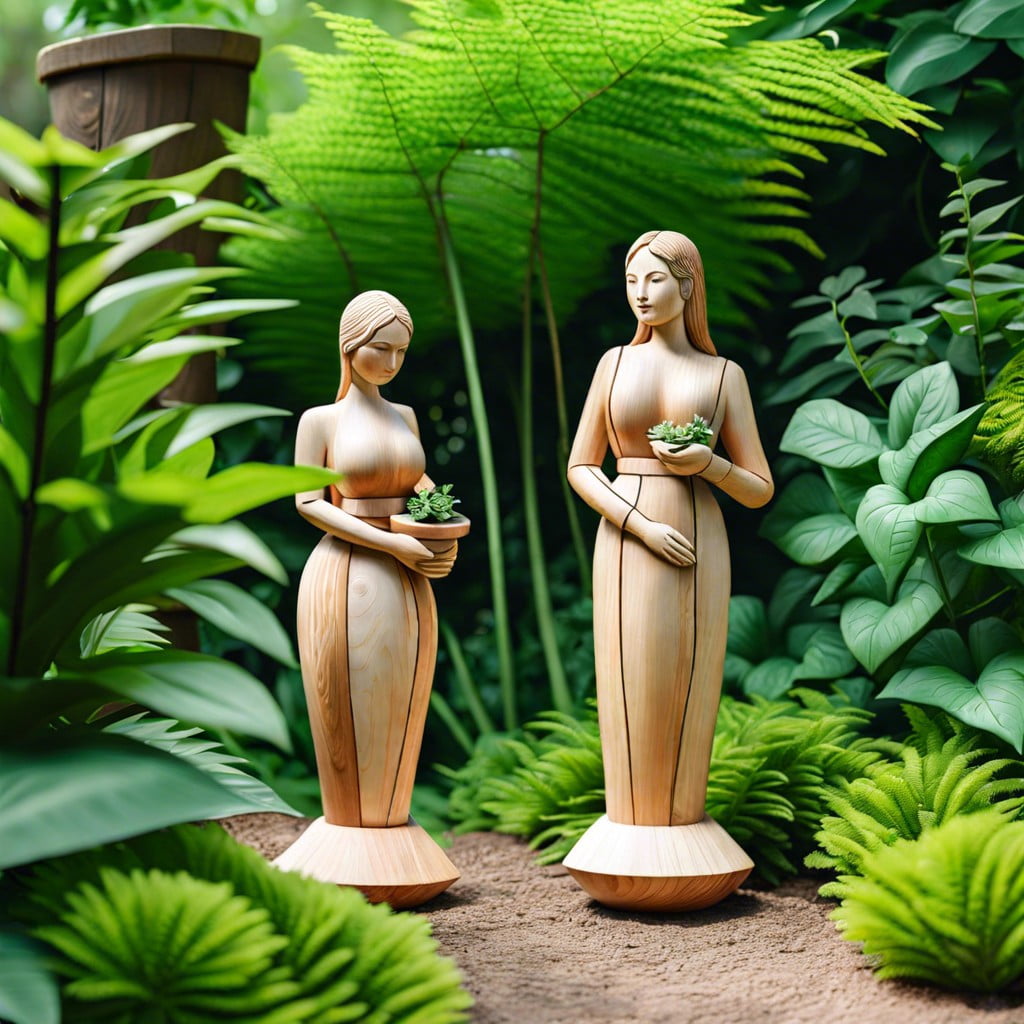 wooden garden statues