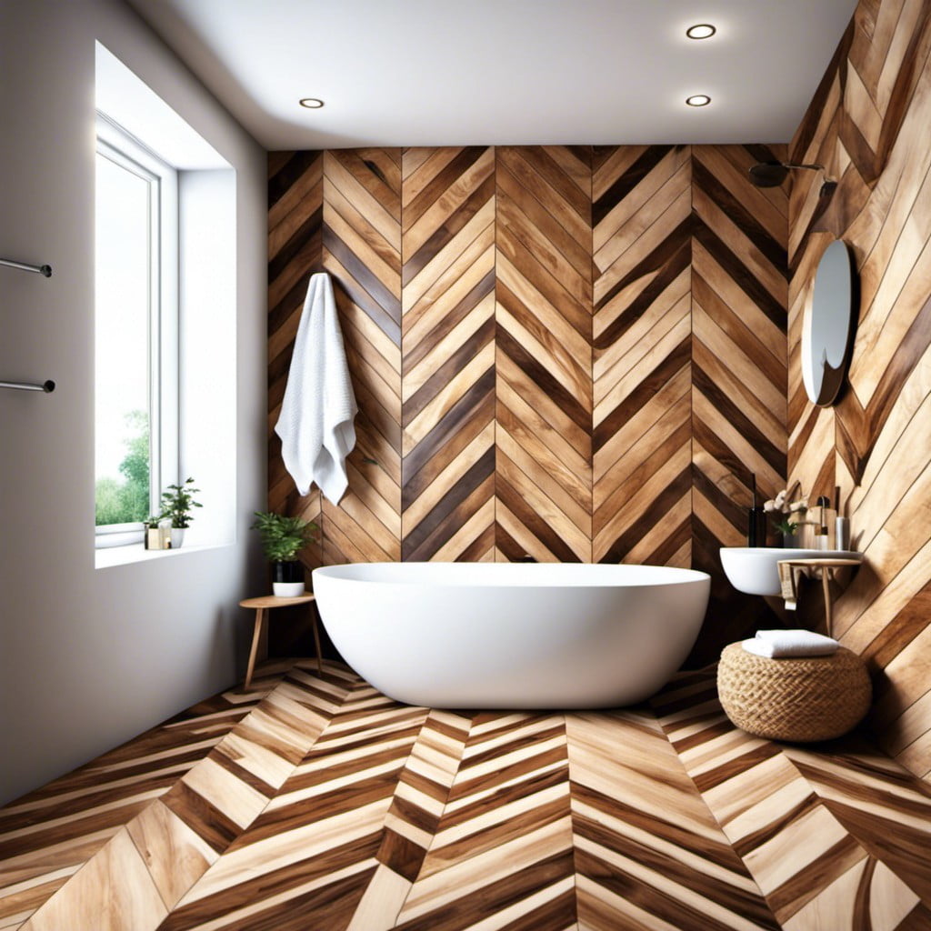 wooden tiles in a chevron pattern