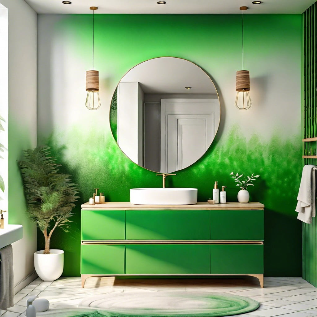 a green ombre bathroom wall