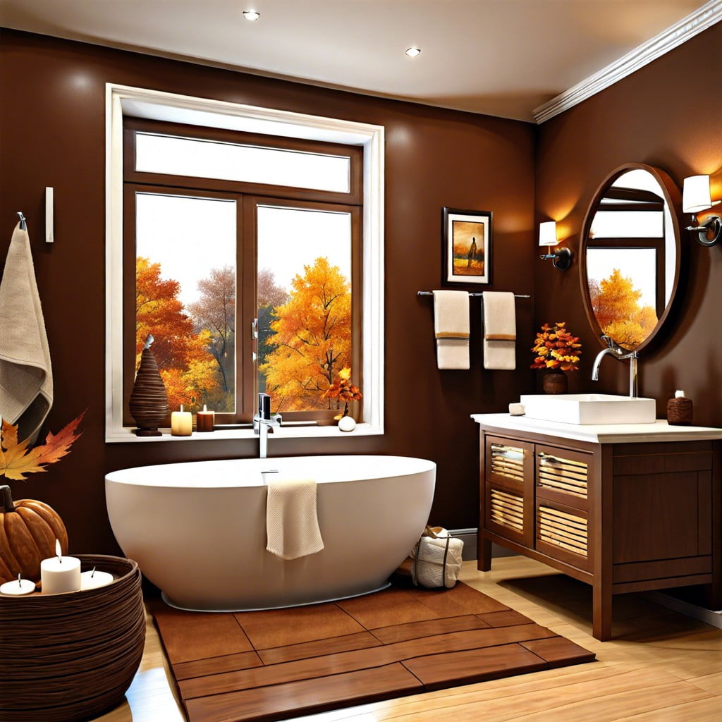 autumn inspired brown bathroom designs