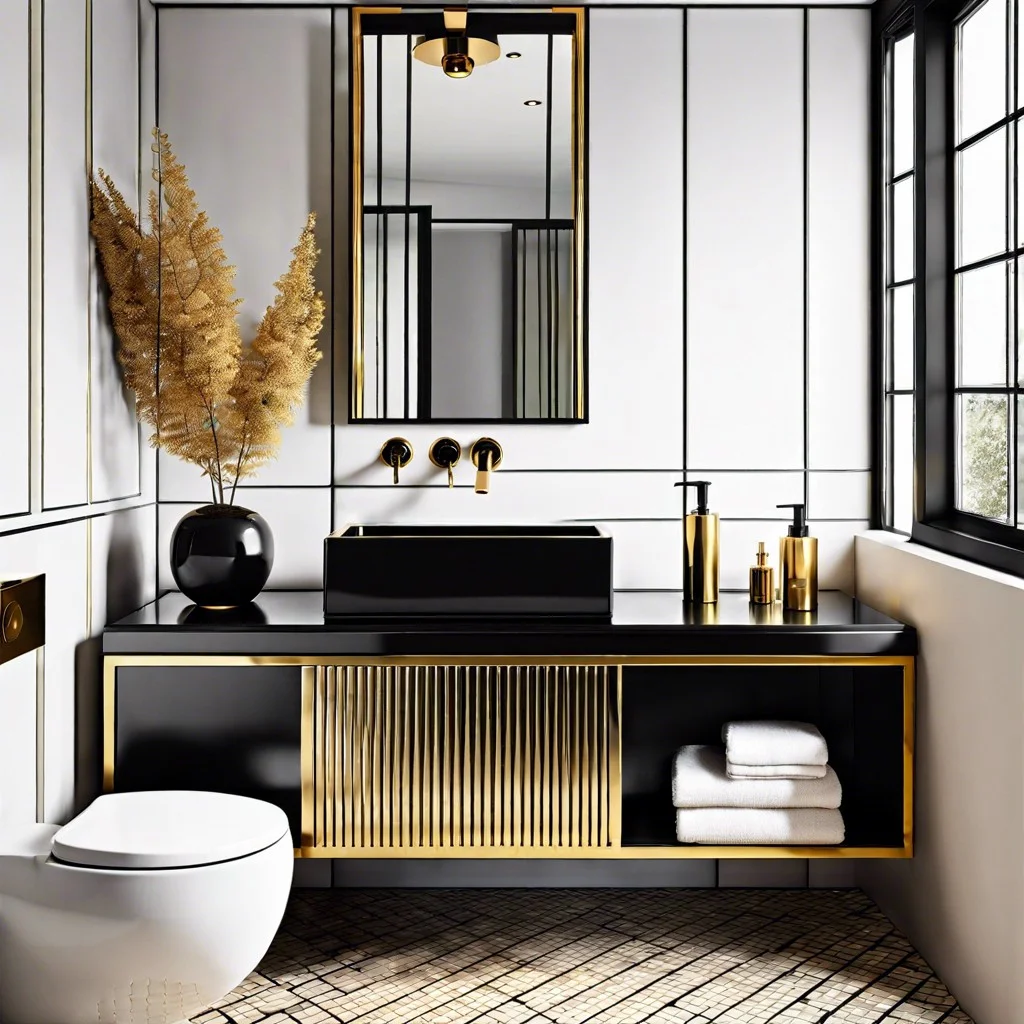 black sink with gold detailing