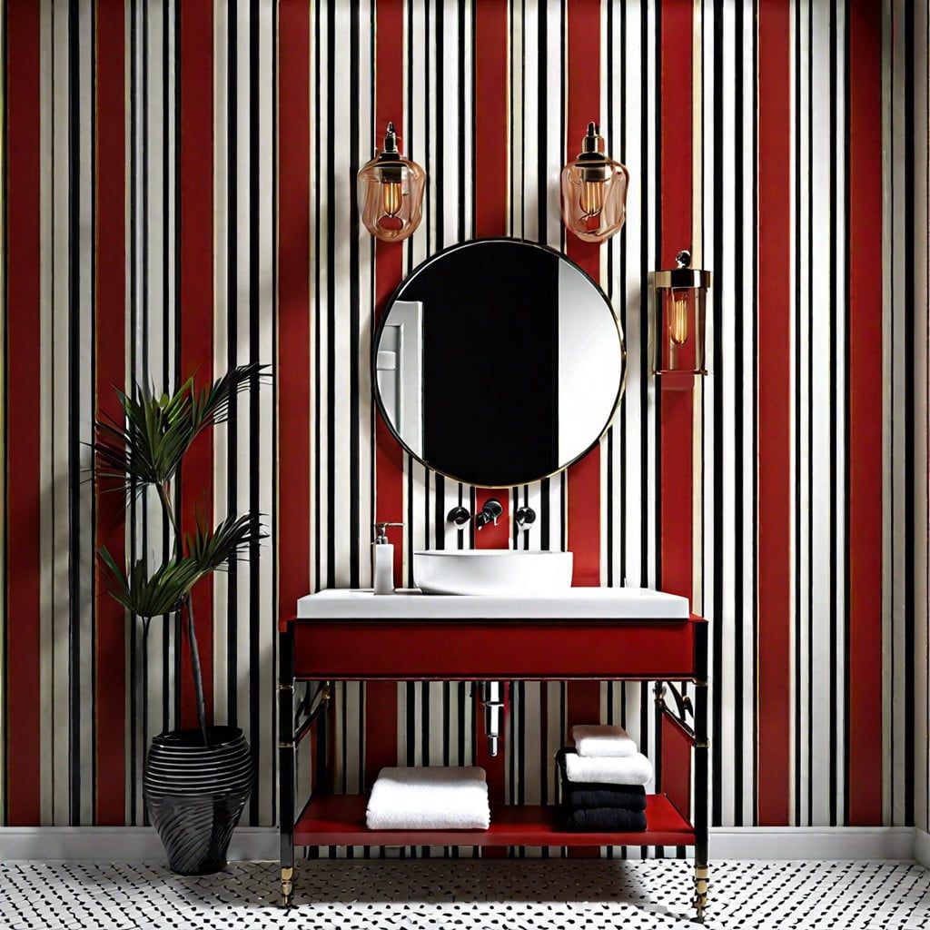 bold stripes bathroom wallpaper