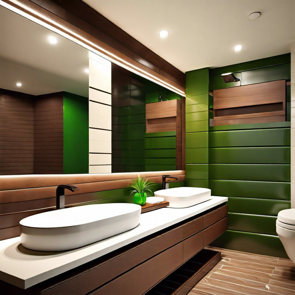 branching out brown and green bathroom